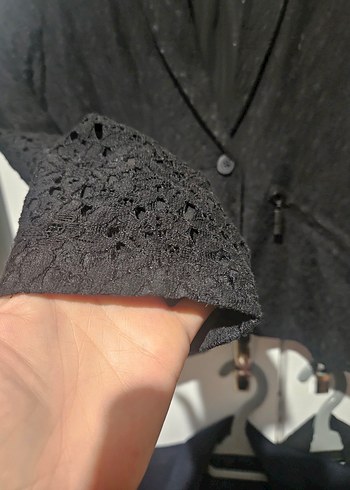 m Beden Siyah Düğmeli Kısa Kadın Blazer Ceket