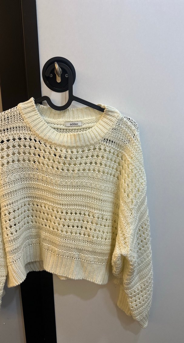 Örgü Bohem Kadın Beyaz Kazak - Görsel 3