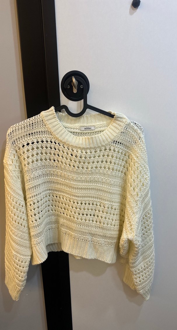 Örgü Bohem Kadın Beyaz Kazak - Görsel 2