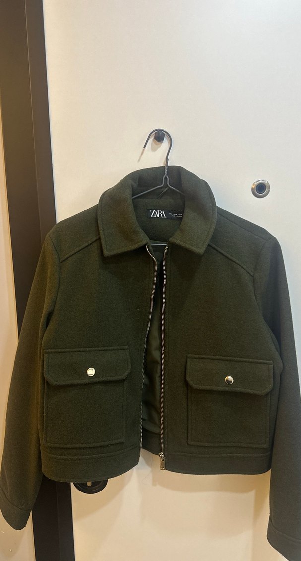 Fermuarlı Yeşil Midi Kadın Kaban - Görsel 3