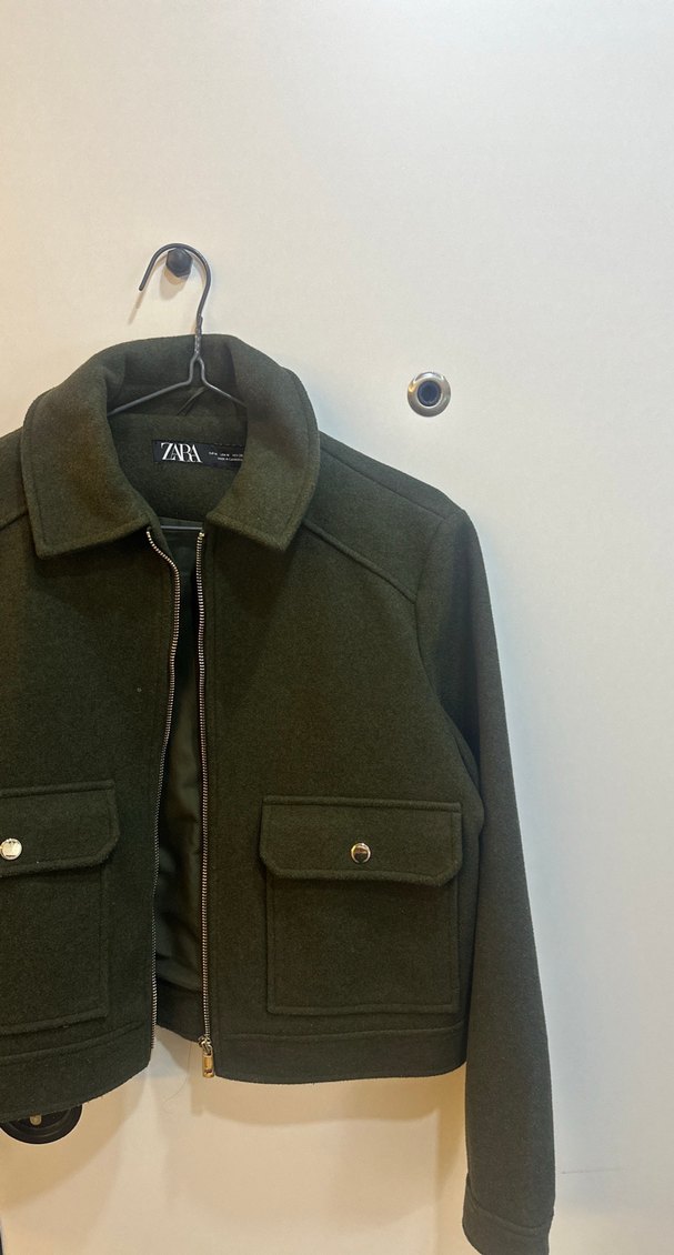 Fermuarlı Yeşil Midi Kadın Kaban - Görsel 2