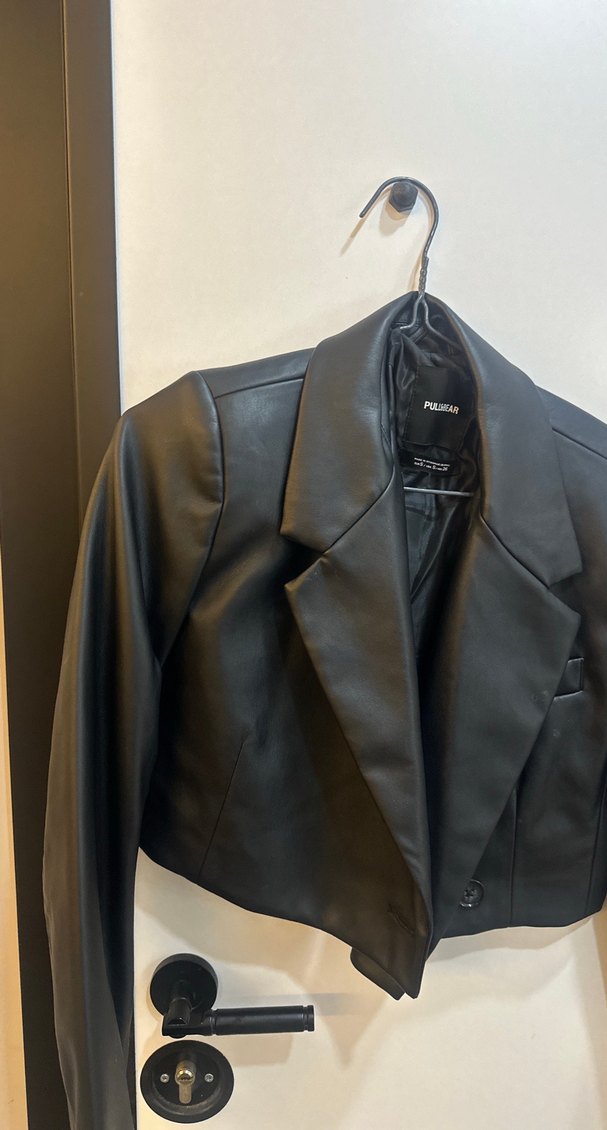 Kadın Siyah Deri Ceket Notch Yaka - Görsel 3