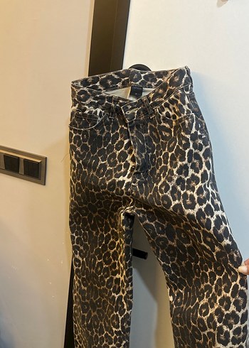 Kahverengi Leopar Desenli Kadın Jean - Görsel 3