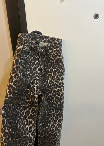 Kahverengi Leopar Desenli Kadın Jean - Görsel 2