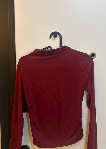 Bordo Yüksek Yakalı Uzun Kollu Kadın Gömlek - Görsel 3