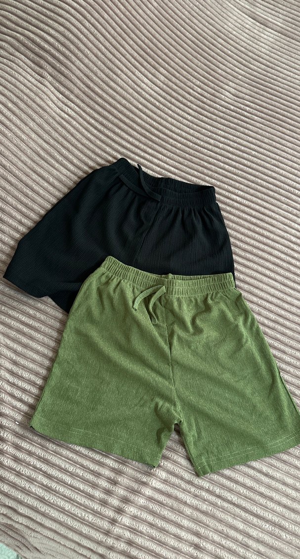 2 li Haki Renk Keten Mini Şort - Görsel 3