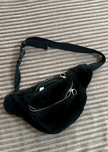 Siyah Peluş kadın Bel Çantası - Görsel 2