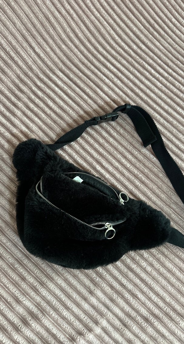 Siyah Peluş kadın Bel Çantası - Görsel 3
