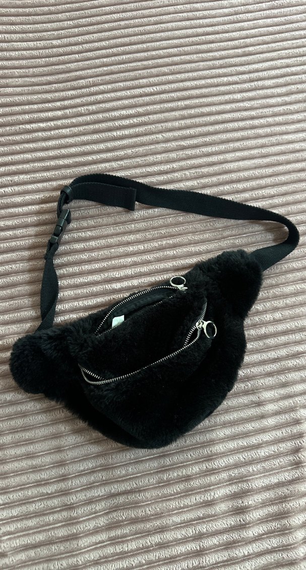 Siyah Peluş kadın Bel Çantası - Görsel 2