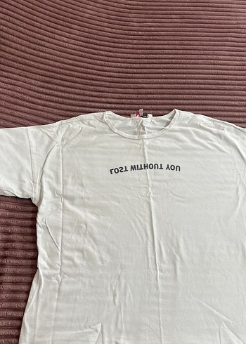 Beyaz Baskılı Tişörtü, Kısa Kollu