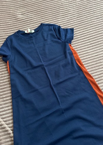 Kısa Kollu Lacivert Midi Elbise - Görsel 2