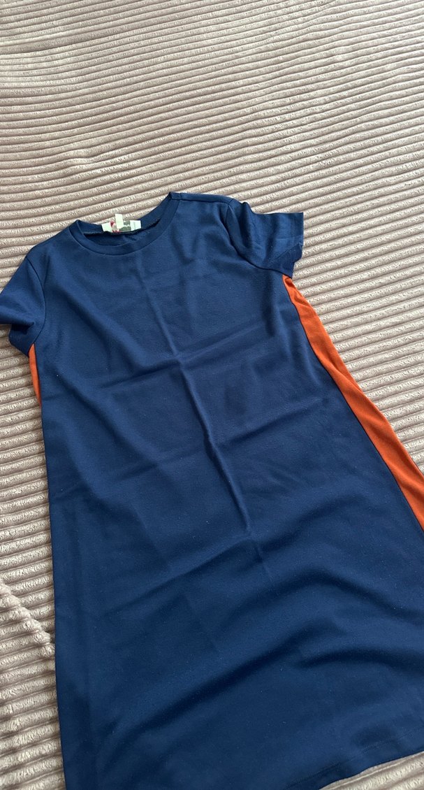 Kısa Kollu Lacivert Midi Elbise - Görsel 2