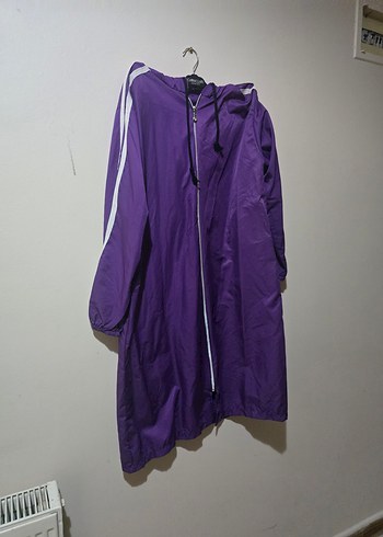 Kadın Mor Midi Yağmurluk Fermuarlı - Görsel 2