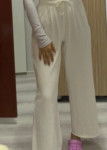 Zara Beyaz Keten Salaş Kadın Pantolon - Görsel 3