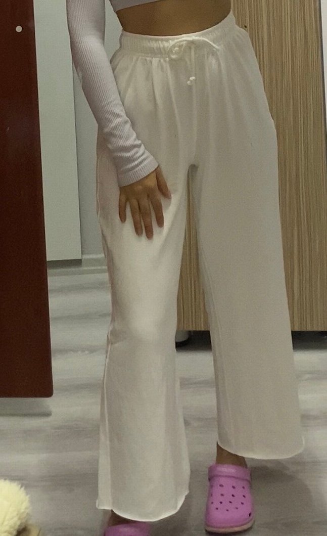 Zara Beyaz Keten Salaş Kadın Pantolon - Görsel 3