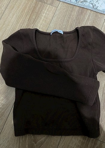 Kahverengi Elastan Kadın Bluz - Görsel 3