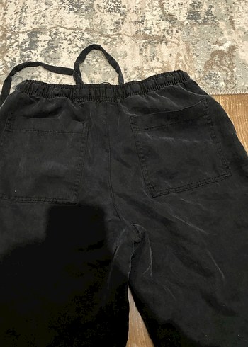 Siyah Bol Kesim Keten Kadın Pantolon - Görsel 4