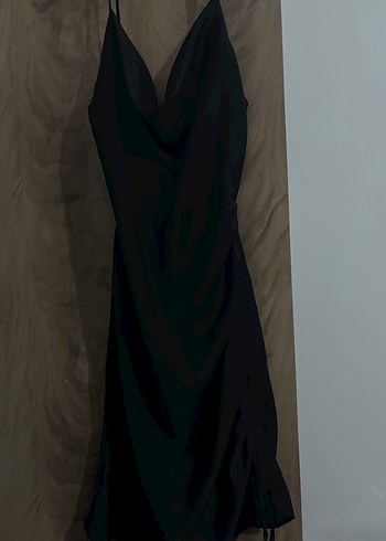 Siyah Drapeli Mini Kadın Abiye Elbise - Görsel 2