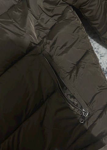 Düğmeli haki Midi Kışlık Kadın Mont - Görsel 6