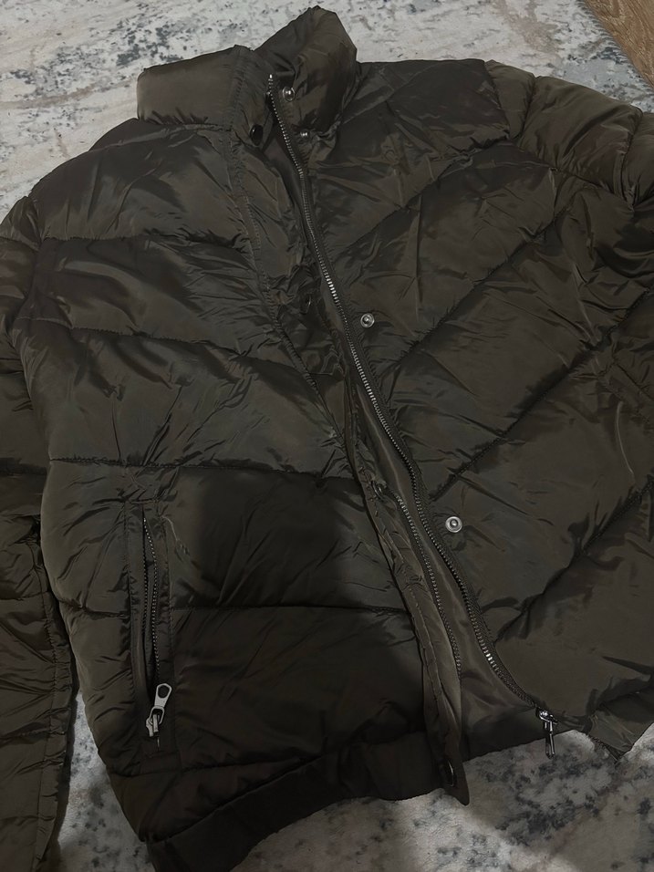 Düğmeli haki Midi Kışlık Kadın Mont - Görsel 4