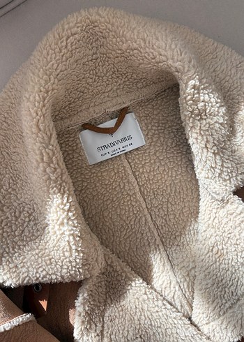 STRADİVARIUS Bej Kadın Süet Kürklü Ceket - Görsel 3