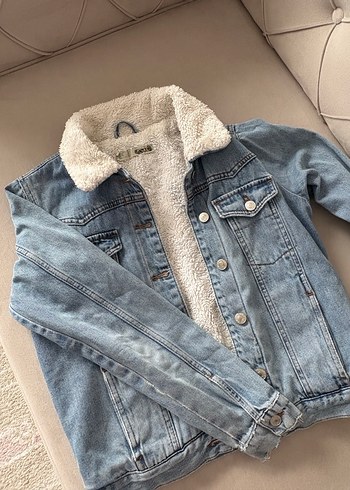 Düğmeli Gri Kadın Kot Ceket - Görsel 2