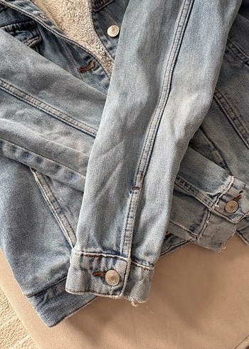 Düğmeli Gri Kadın Kot Ceket - Görsel 5
