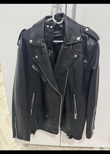 Viral Siyah Deri Biker Ceket