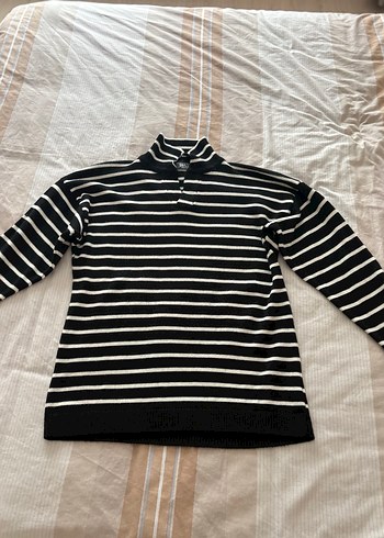 Çizgili Siyah Erkek Triko Kazak - Görsel 5