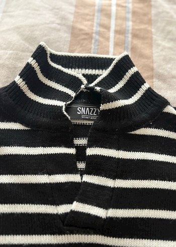 Çizgili Siyah Erkek Triko Kazak - Görsel 3