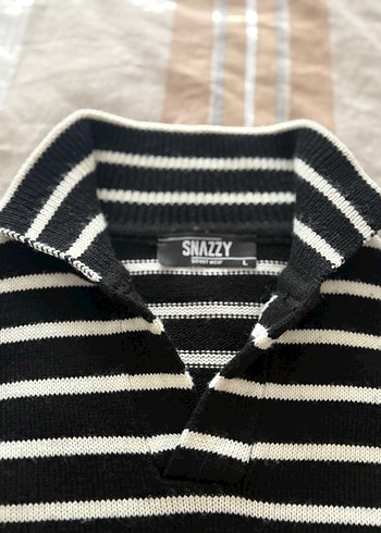 Çizgili Siyah Erkek Triko Kazak - Görsel 2