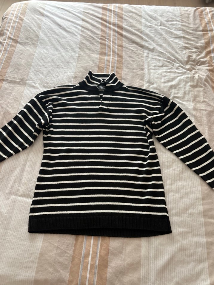 Çizgili Siyah Erkek Triko Kazak - Görsel 5