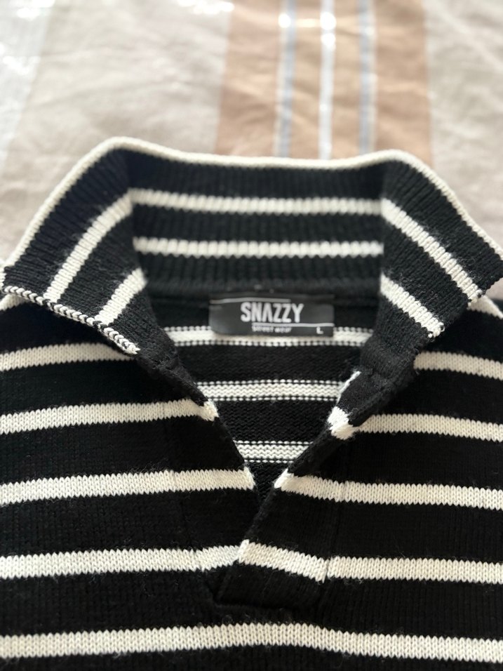 Çizgili Siyah Erkek Triko Kazak - Görsel 2