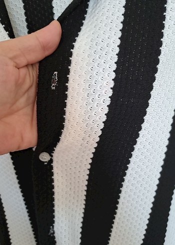 l Beden çeşitli Renk Çizgili Kısa Kollu Gömlek