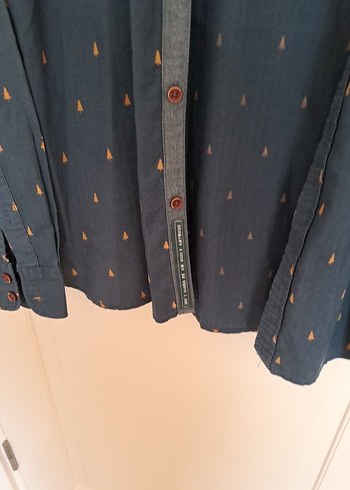 l Beden çeşitli Renk Düğmeli Lacivert Denim Erkek Gömlek