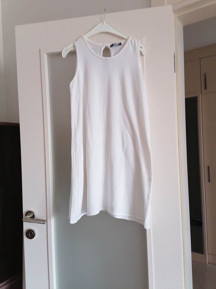 Beyaz Kolsuz Bayan elbise - Görsel 2