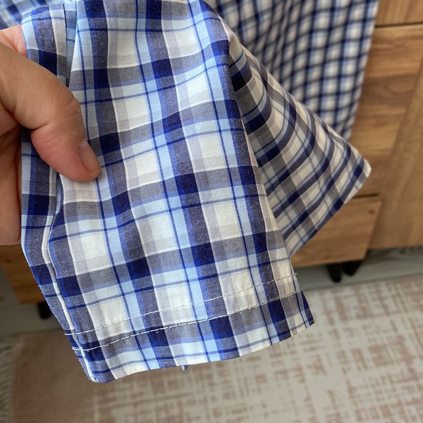 Erkek Mavi Kareli Midi Pijama Altı - Görsel 3