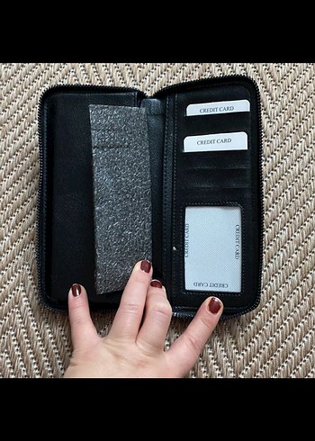 Siyah Deri Fermuarlı Kadın Cüzdanı - Görsel 4