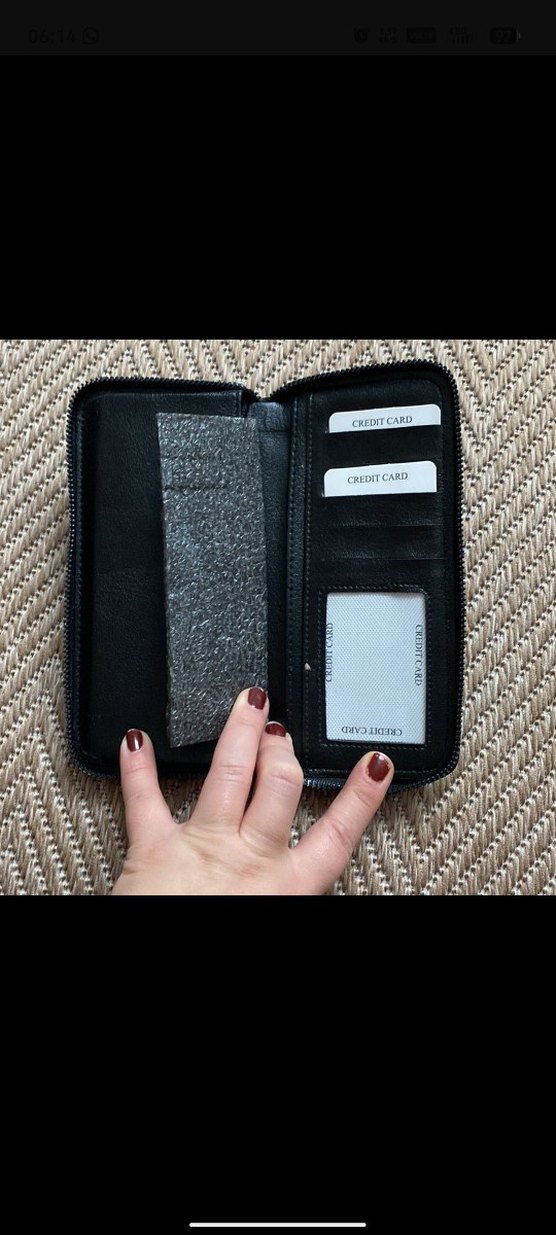 Siyah Deri Fermuarlı Kadın Cüzdanı - Görsel 4