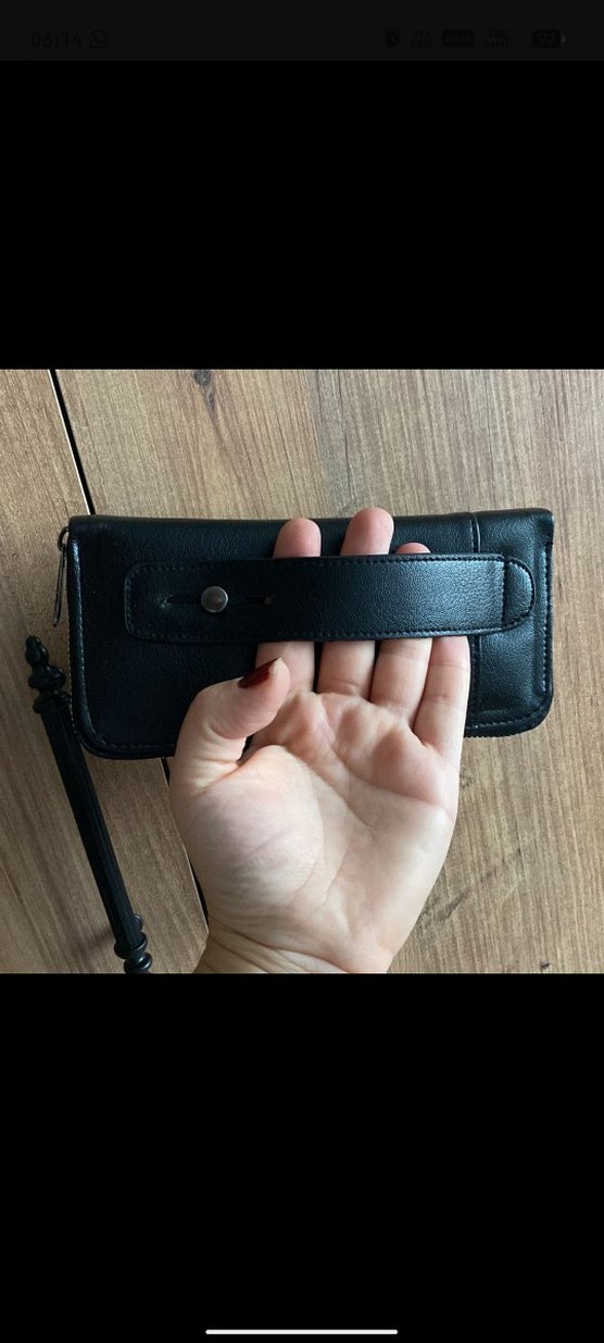 Siyah Deri Fermuarlı Kadın Cüzdanı - Görsel 2