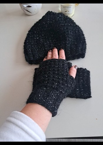 Örgü Kadın Eldiven bere - Görsel 5