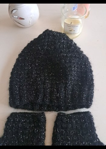 Örgü Kadın Eldiven bere - Görsel 4