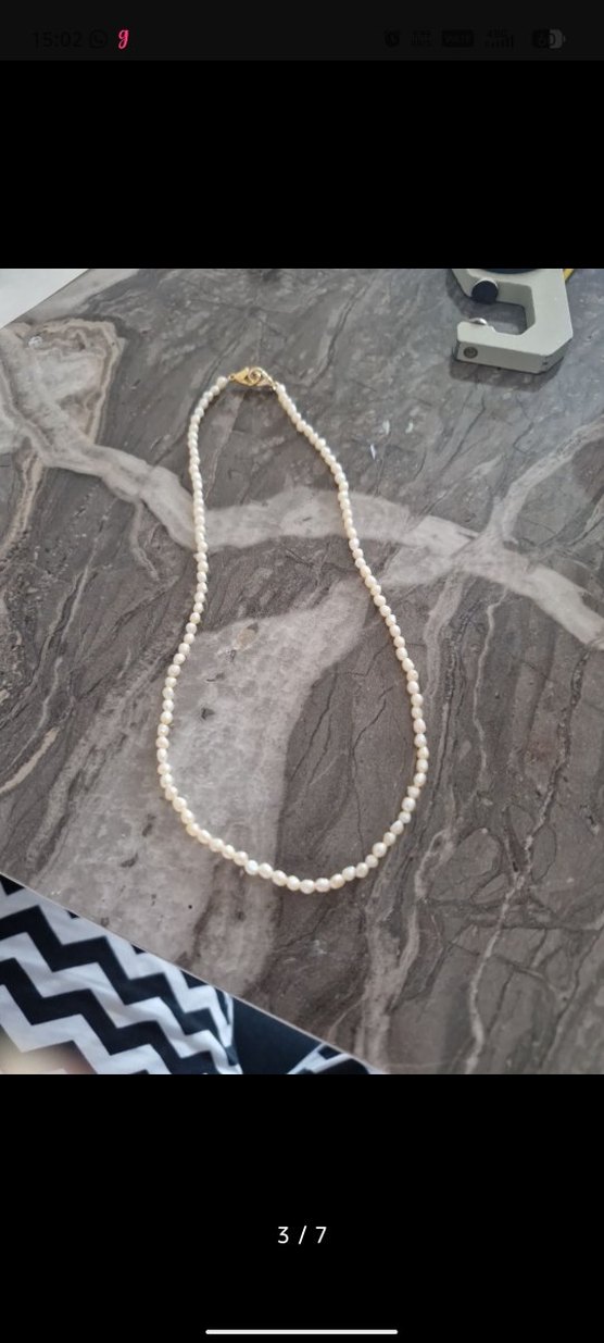 3mm pudra pembe gerçek İnci Kolye - Görsel 3