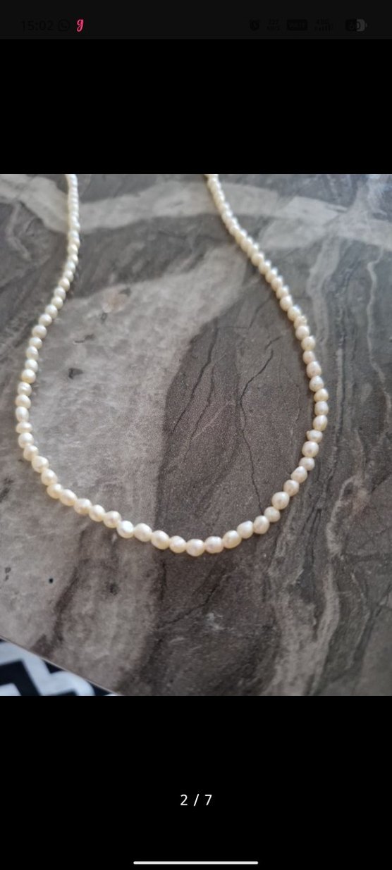 3mm pudra pembe gerçek İnci Kolye - Görsel 2