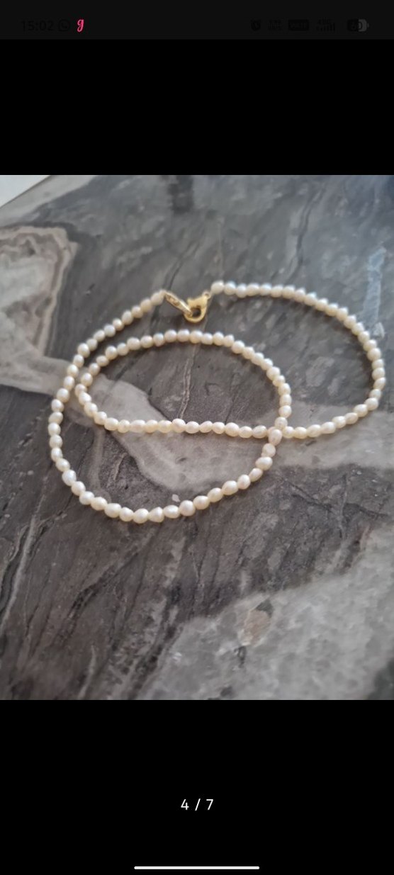 3mm pudra pembe gerçek İnci Kolye - Görsel 4