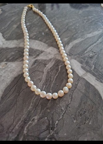 6mm gerçek yassı inci Kolye - Görsel 3