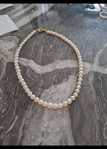 6mm gerçek yassı inci Kolye - Görsel 2