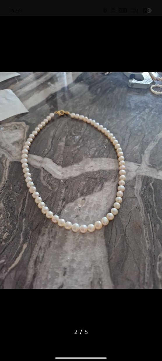 6mm gerçek yassı inci Kolye - Görsel 2