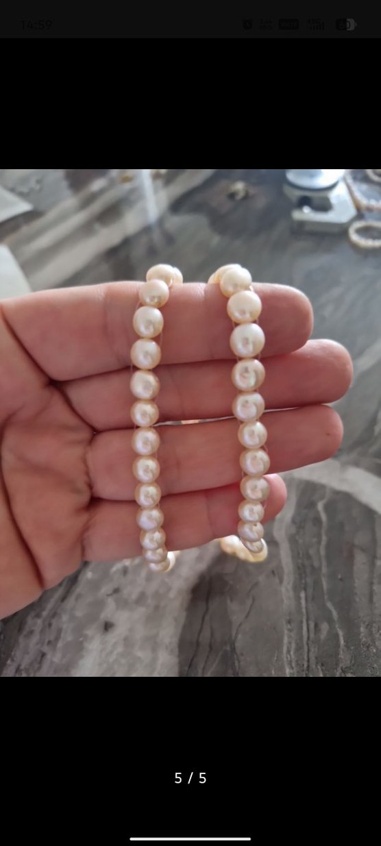 6mm gerçek yassı inci Kolye - Görsel 5