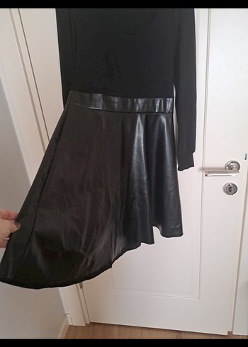 Siyah Deri Kemerli Mini Goth Elbise - Görsel 6